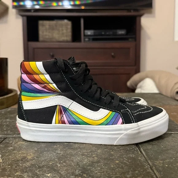 Vans High Tops w/ Rainbow Stripes - Picture 4 of 5